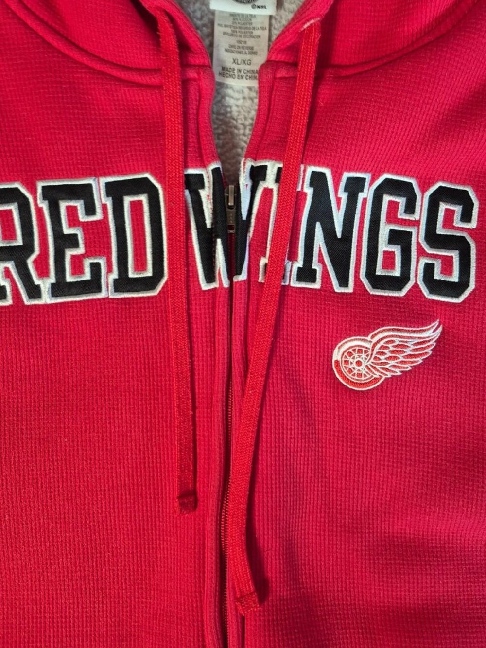 Detroit Red Wings Men's XL Hoodie Official NHL Hockey Full Zip Fleece Lined - Picture 4 of 10